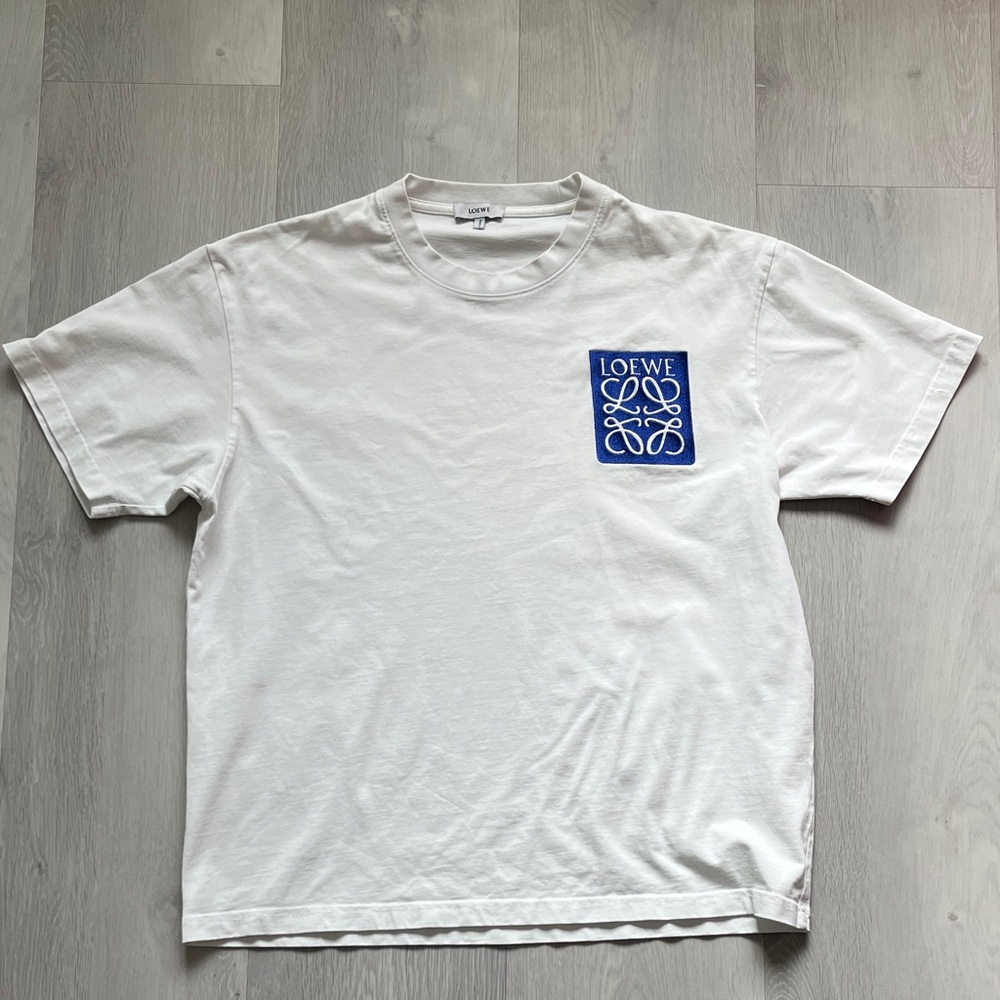 LOEWE WHITE T SHIRT SHORT SLEEVE CREW PULLOVER LOGO EMBROIDERED 2XL